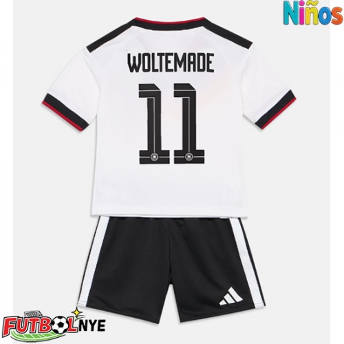 Camiseta Alemania Nick Woltemade #11 Primera Equipación para niños Mundial 2026 manga corta (+ pantalones cortos)